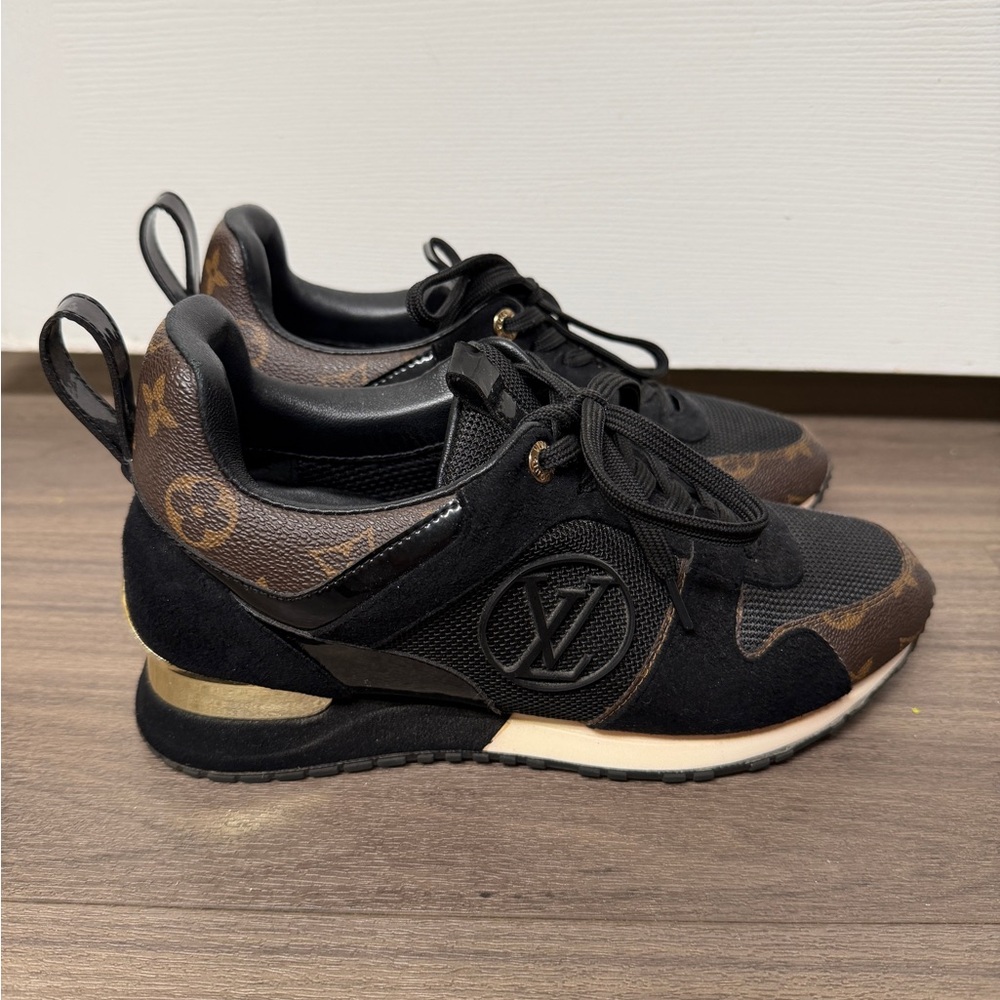 Louis Vuitton Black and Brown Monogram Lace-Up Sneakers